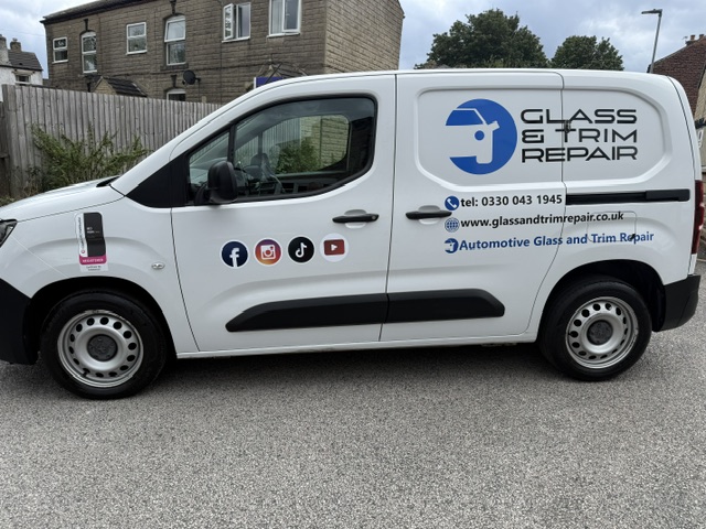 The supplied branded Glass and Trim Repair van